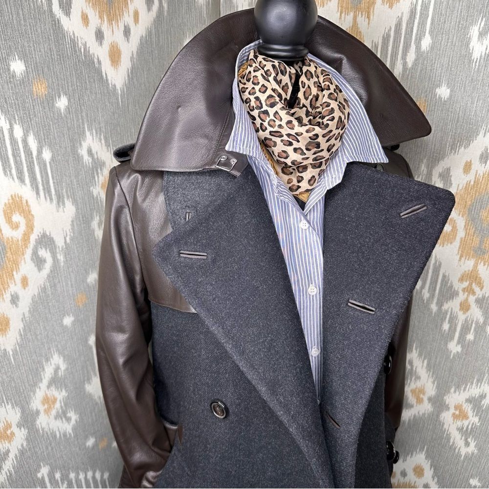 Ralph Lauren Black Label Charcoal & Chocolate Wool Lambskin Trench Coat